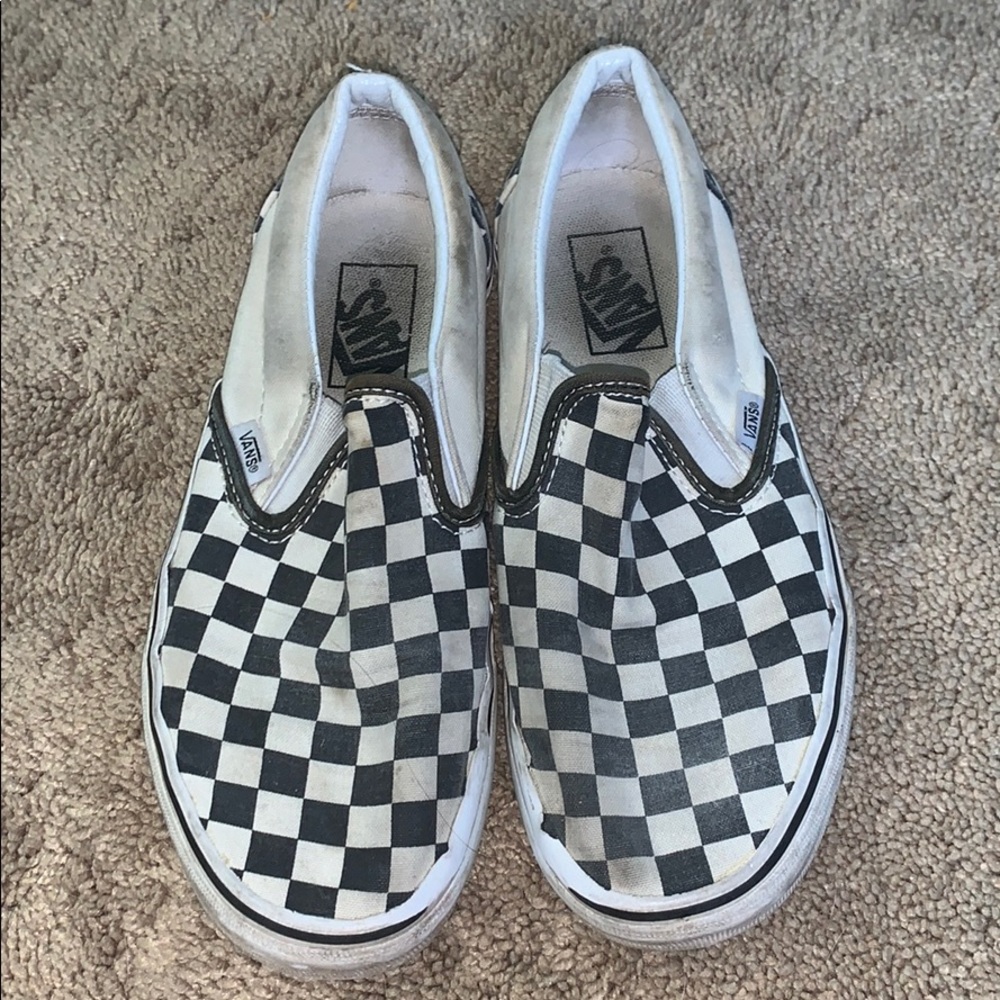 Checkered/Checkerboard Slip On Vans Black & White